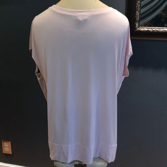143 Story pink/tan colorblock twisted hem top, S - Picture 4 of 5